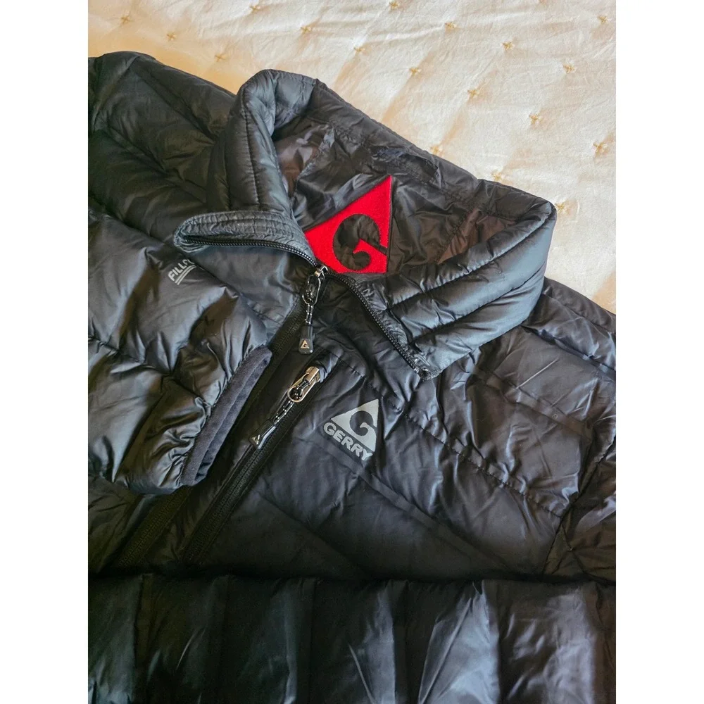 Gerry Mens Black Down Puffer Jacket Full Zip Quilted Padded Coat Medium 1311092